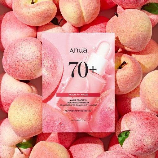 Anua Brightening & Glass Skin Mask Set: 4pc Peach 70 Niacinamide Serum + 1pc Heartleaf Cream Night Solution Mask - RV Cosmetics