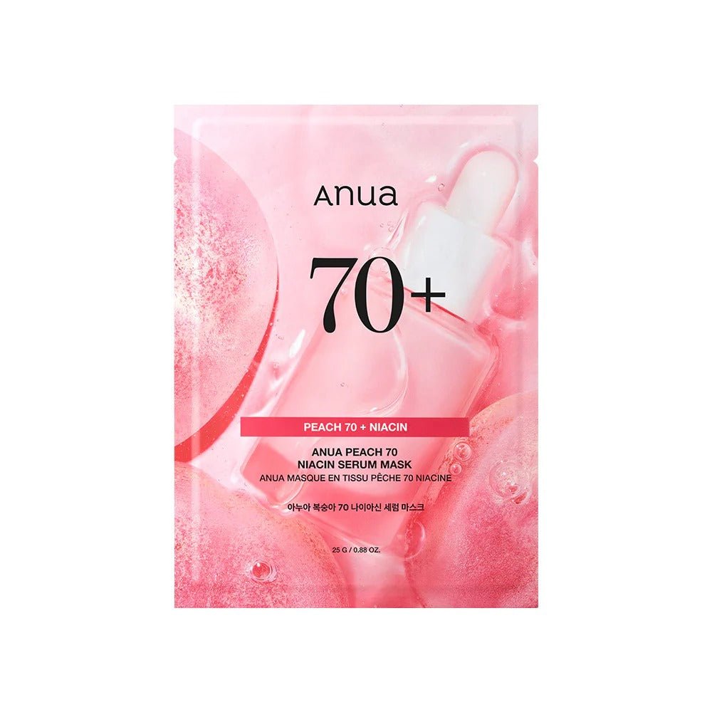 Anua Brightening & Glass Skin Mask Set: 4pc Peach 70 Niacinamide Serum + 1pc Heartleaf Cream Night Solution Mask - RV Cosmetics