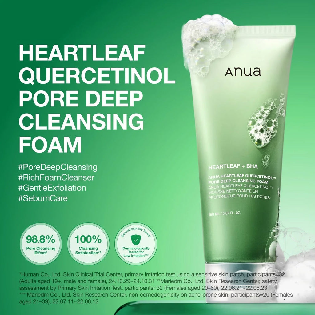 Anua Heartleaf Quercetinol Pore Deep Cleansing Foam 150ml - RV Cosmetics