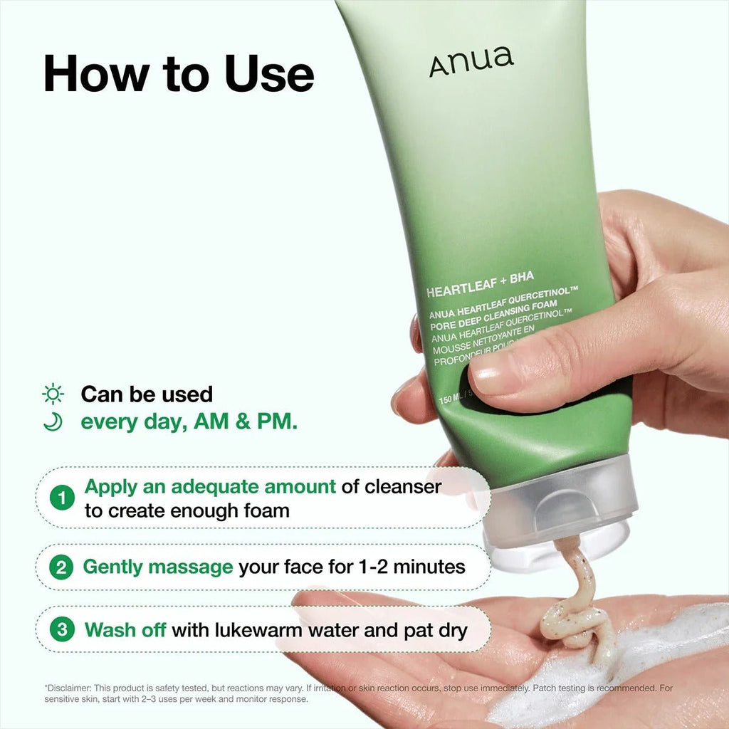 Anua Heartleaf Quercetinol Pore Deep Cleansing Foam 150ml - RV Cosmetics