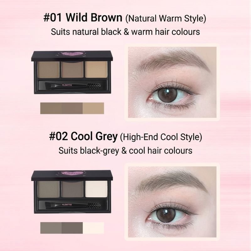 FLORTTE No Worries Three-Colour Eyebrow Powder - RV Cosmetics