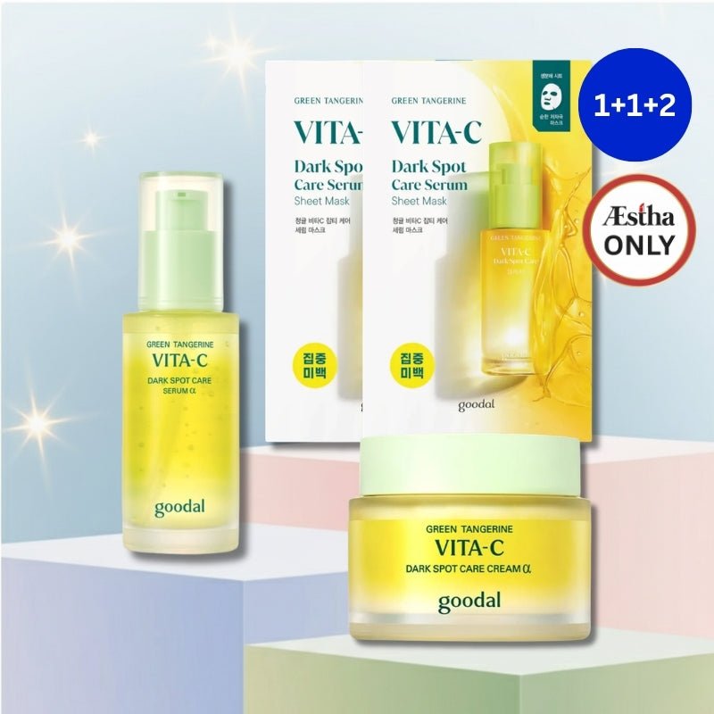 Goodal Green Tangerine Vita C Dark Spot Care Set (Serum + Cream + 2 Sheet Masks) - RV Cosmetics