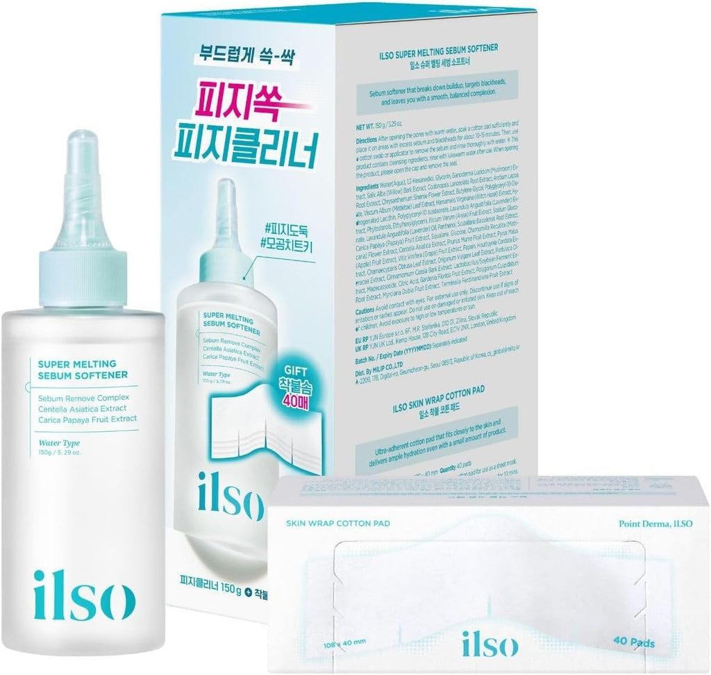 ILSO Natural Mild Clear Nose Patch Set + 40 Skin Wrap Cotton Pads (Sebum Softener & Pore Care Kit） - RV Cosmetics