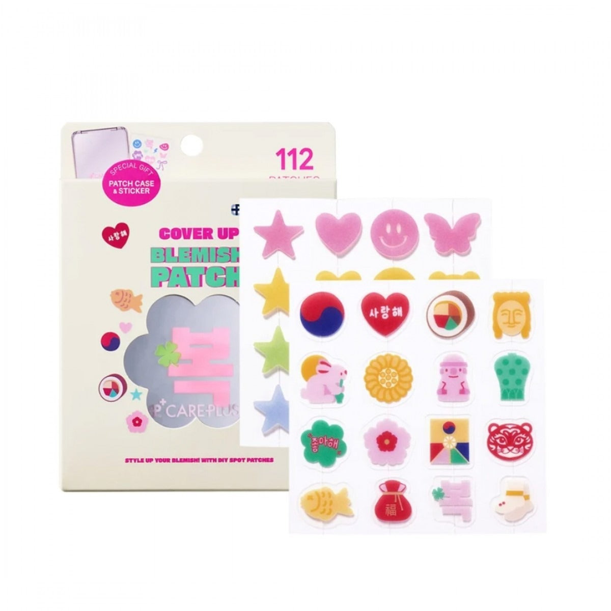 Care Plus Cover Up Blemish Patch – Korean Edition (112 Patches + Gift Case)