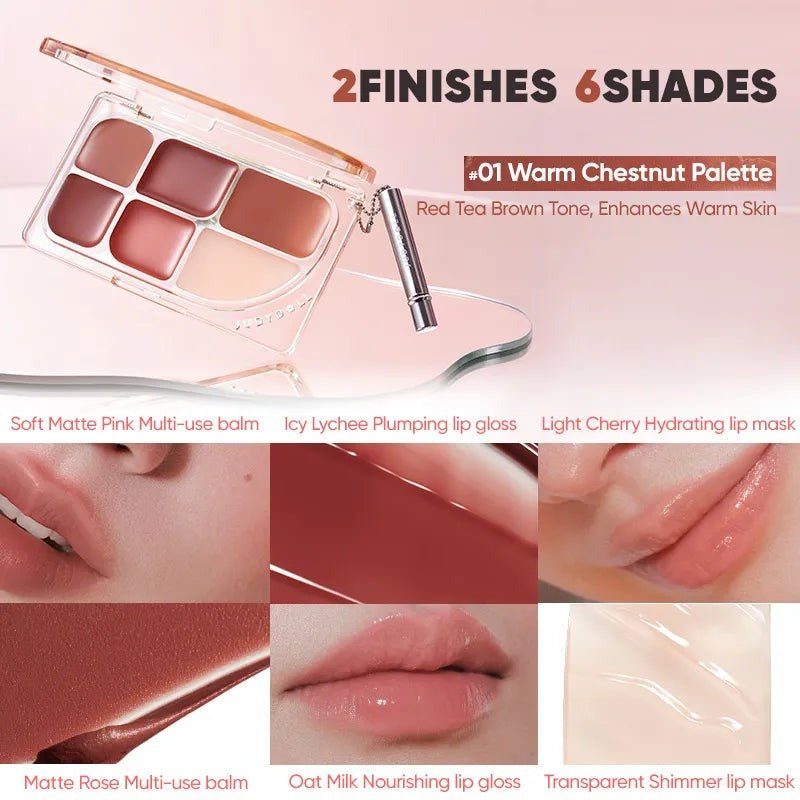 JUDYDOLL 6-Color Multi-Use Lip Palette - RV Cosmetics