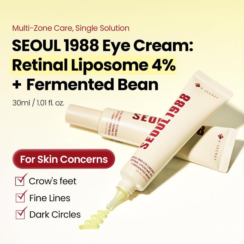 K-Secret Seoul 1988 Eye Cream 30ml – Retinal Liposome 4% + Fermented Bean - RV Cosmetics