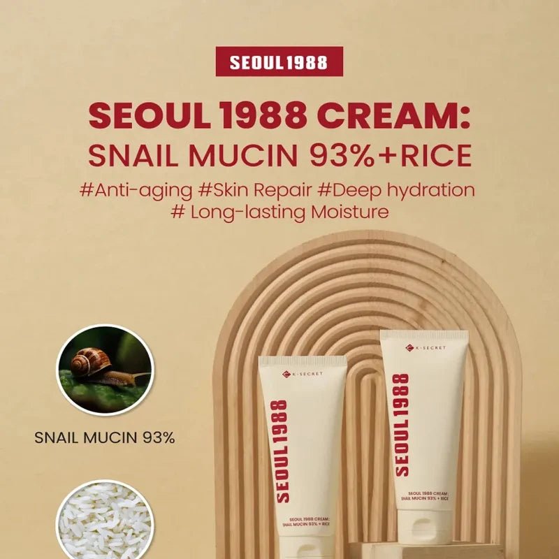 K-SECRET Seoul 1988 Snail Mucin 93% + Rice Cream 100ml - RV Cosmetics