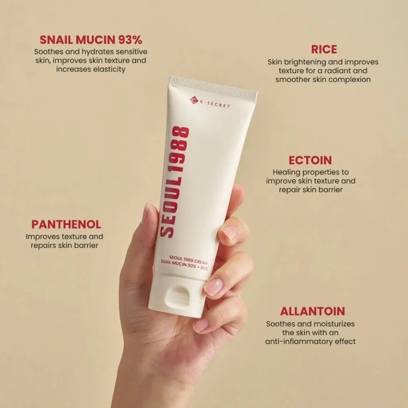 K-SECRET Seoul 1988 Snail Mucin 93% + Rice Cream 100ml - RV Cosmetics