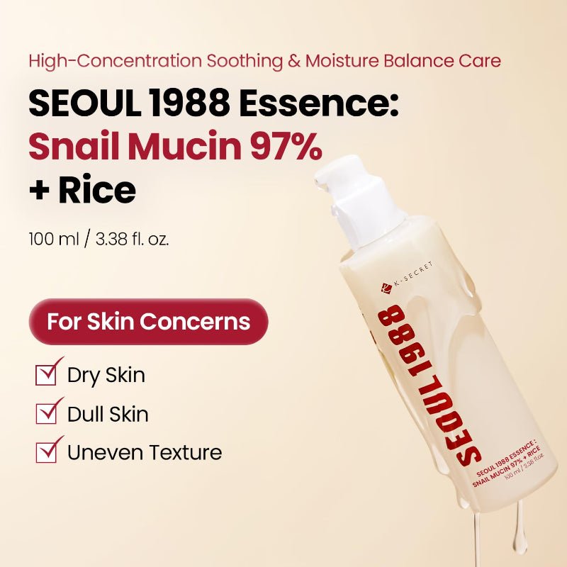 K-SECRET Seoul 1988 Snail Mucin 97% + Rice Essence 100ml - RV Cosmetics