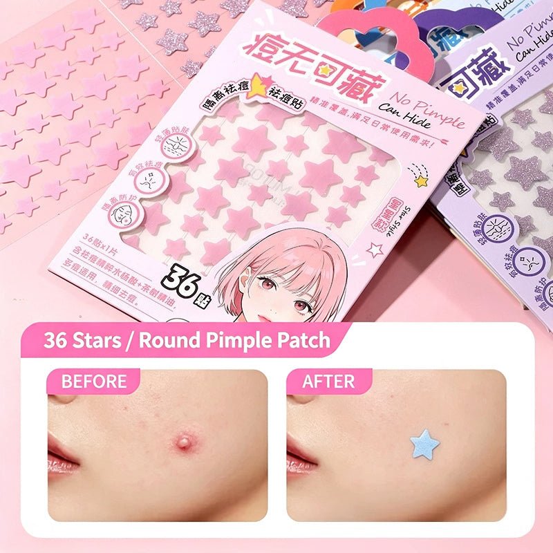 LMLTOP Star Acne Patches (36pcs) – Invisible Lightweight Breathable Spot Covers for Daily Blemish Care - RV Cosmetics