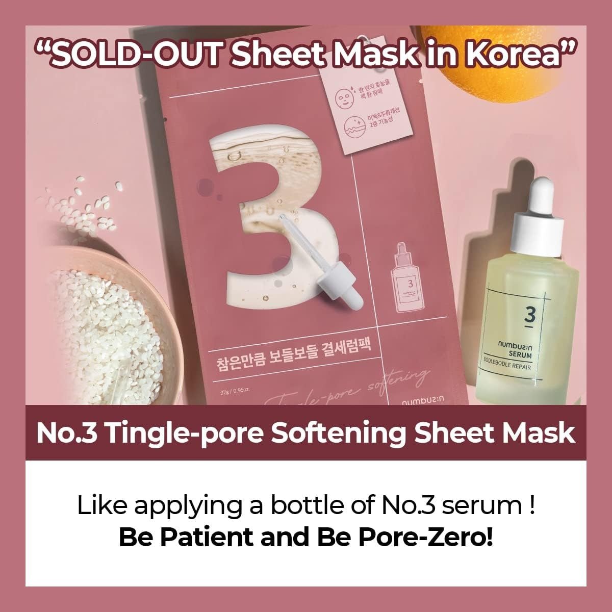 Numbuzin No. 3 Tingle-Pore Softening Sheet Mask - RV Cosmetics