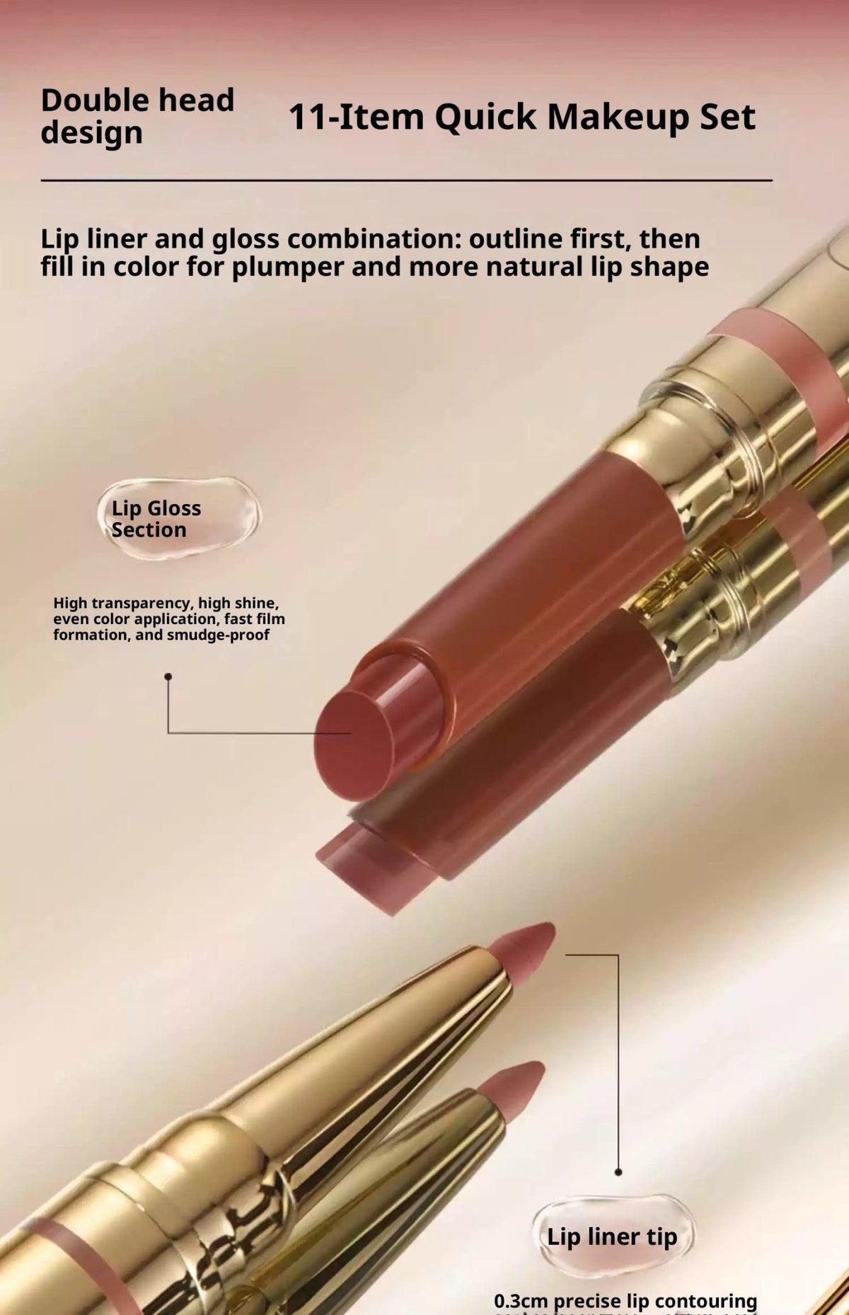 Out of Office 2-in-1 Lip Balm & Lip Liner Duo creamy lipstick - RV Cosmetics
