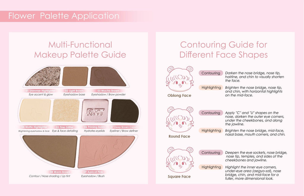 Romantic Beauty Comprehensive 9 Colour Flower Palette - RV Cosmetics